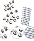 Pro Grade Cam Lock Fittings Set 24 Piece Silver Hardware Kit For Cabinet And Furniture Assembly With Iron And Aluminum Alloy Dowels Screws