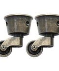 Two Pack Vintage Zinc Alloy Swivel Caster Wheels With Antique Green Bronze Finish For Beds Cabinets Chairs Tables Sofas And More