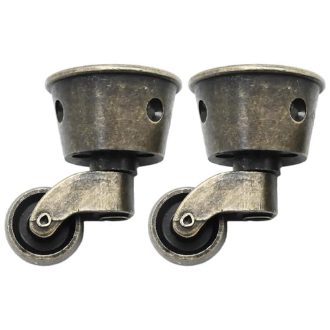 Two Pack Vintage Zinc Alloy Swivel Caster Wheels With Antique Green Bronze Finish For Beds Cabinets Chairs Tables Sofas And More
