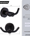 Oil Rubbed Bronze Towel Hooks Stainless Steel SUS 304 Heavy Duty Wall Robe Hooks For Bathroom 1 Pack Anti Fingerprint Waterproof Rust Proof Easy Install No Fuss with dimensions