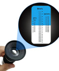 3-In-1 Honey Refractometer for Beekeepers With Brix, Moisture and Baume Readings, Factory Calibrated and Ready Out of the Box, Fast Accurate Measurements, No Guesswork, Portable ATC Kit With Glycerin Calibration to 78.8 Percent handheld lens view