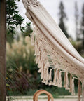 Handmade Boho Macrame Fringe Double Hammock Swing Net Chair For Two People Ultra Cozy Outdoor Indoor Patio Beach Yard Decor 95 Inches By 59 Inches Heavy Cotton Blend For Extra Comfort And Durability