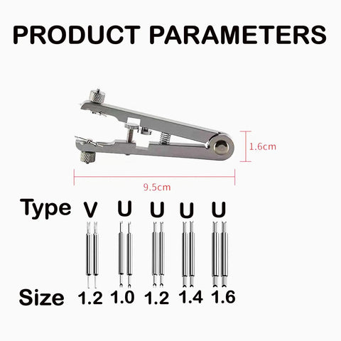 Watch Spring Bar Pliers Tool With Hardened Steel 10 Tip Pins For Watch Band Replacement Adjustable Screw Lock Tweezers