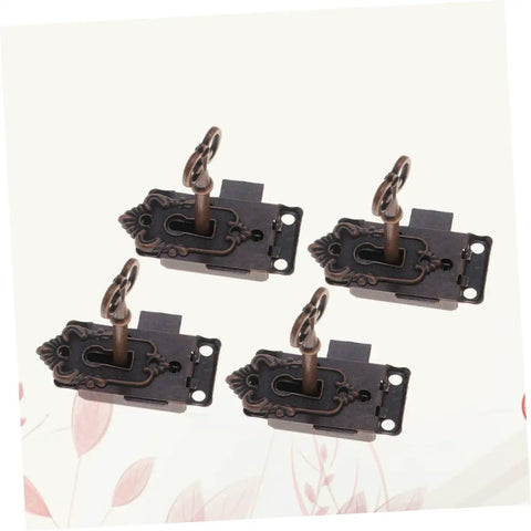 Retro Vintage Wooden Jewelry Box Latches Set 4 Alloy Draw Latch Locks with Screws for Furniture Cabinets Boxes Chests DIY Projects and Home Decor Hardware