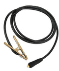 Heavy Duty 260A Die Cast Brass Ground Clamp With Thick 3 Meter Cable For MIG Arc Welding On Shipyard Steel And Oil Rigs Without Overheating, showing brass clamp and black cable.