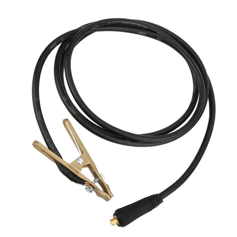 Heavy Duty 260A Die Cast Brass Ground Clamp With Thick 3 Meter Cable For MIG Arc Welding On Shipyard Steel And Oil Rigs Without Overheating, showing brass clamp and black cable.