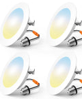 FREELICHT 4 Pack Retrofit LED Recessed Lighting 4 Inch, 5CCT, White, showing four white recessed LED lights with adjustable color temperature.