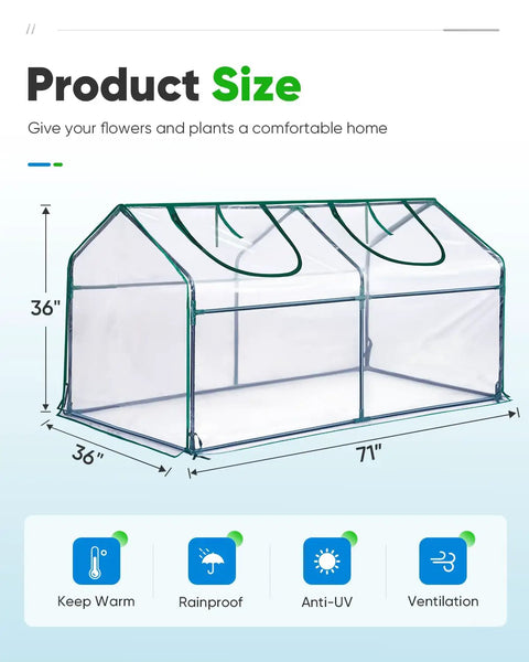 Mini Portable Greenhouse For Indoors And Outdoors Easy Setup Tabletop Shelter With Waterproof UV Protected PVC Cover Raised Base Ideal For Seed Starting And Small Home Garden Plants