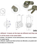 Super Secure Cash Box Cam Lock For Pos Machine Drawer With Unique Different Keys Durable Diy Furniture Hardware Upgrade Your Business Setup, showing dimensions, key details, and locking mechanism.