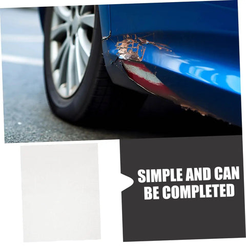 Damaged car bumper with Six Piece Metal Mesh Bumper Repair Kit DIY Friendly For Durable Welding Screen And Quick Secure Car Bumper Fixes