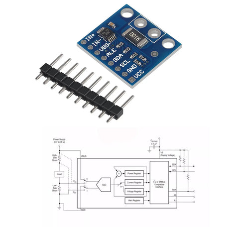 BiDirectional Current And Power Monitor Module Pack Of 5 With 0V to 36V Sensing And I2C Alarm, 20A Range, Voltage Detector