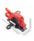 Awesome CNC Machined Metal Electric Winch For 1/10 Scale RC Truck Crawler Build With Durable Steel Cable And Hook, detailed view showing dimensions.