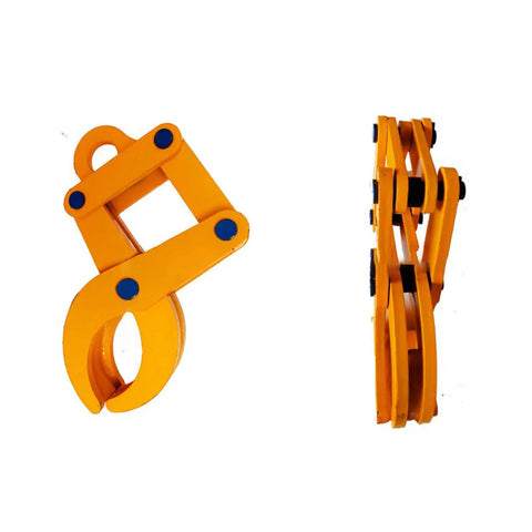 Heavy Duty Vertical Plate Lifting Clamp Built Like A Tank For Thick Steel Slabs. Orange carbon steel clamp for lifting heavy slabs.