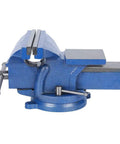 Heavy Duty 8 Inch Vice Vise for Drilling and Milling Machines, Cast Iron Table Clamp With Forged Jaw, side view showing jaws and base.