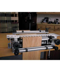 Dovetail Jig 12 Inch Kit with 4211 Template mounted on workbench for half blind dovetails, showcasing alignment lines and clamps.