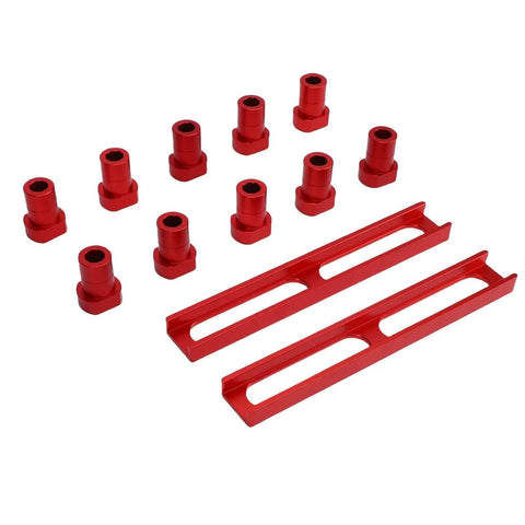 10 Pack Bench Dogs Non Slip Clamps For Woodworking, Heavy Duty Aluminum Alloy, Anodized, Rock Solid Workbench Stops, 20mm Diameter With 2 Base Plates, Red