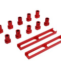 Pro Grade 10 Pack Bench Dogs Non Slip Aluminum Clamps for Woodworking Workbench Stops 20mm Dia with 2 Red Bases, Anodized Alloy