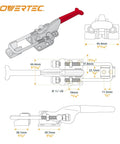 Toggle Clamp With Adjustable U Bolt 700 Lb Holding Capacity Antislip Hand Grip Workhorse Latch for woodworking and machinery projects, technical drawing.