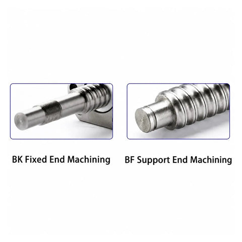 Heavy Duty Ball Screw SFU2005 And SFU2010 Kit For CNC Milling Machine Featuring 20mm Diameter Screw Rod showing BK Fixed and BF Support End Machining.