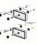 Diagram of Anti Theft License Plate Screws Kit With Center Thimble Security For Cars Trucks And Motorcycles No Cap Rustproof Stainless Steel M6 1/4 Inch Bolts With Caps Front And Rear Mounting Hardware Karuzka 3rd Gen Upgraded showing assembly components.