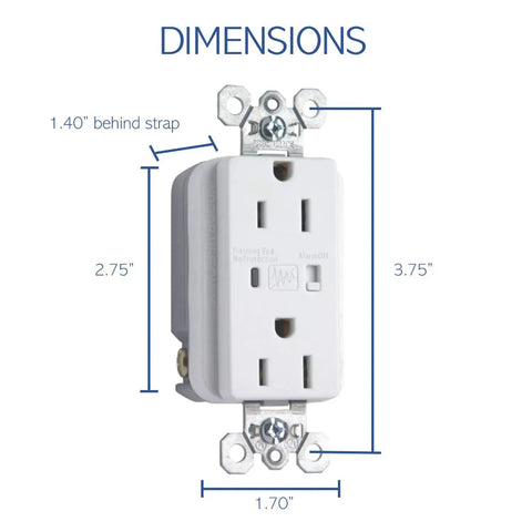 Dimensions of Surge Protected Duplex Power Kit With Tamper Resistant Outlet For Enclosures And Wall Installations