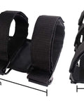 Universal UTV Roll Bar Fire Extinguisher Holder with Adjustable Velcro Straps, black hardware, and dual size fitting.