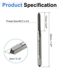 Top Shelf 3 Piece Hand Tap Set Featuring M3.5 X 0.6 Metric Thread Sizes with tapered design for precise threading tasks.