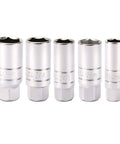 3/8 Inch Drive Spark Plug Socket Set, 6 Point, Pro Grade, Includes 5/8 Inch, 3/4 Inch, 13/16 Inch, 14Mm And 18Mm Sockets
