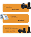 All In One M5 T Nut Screw Kit For 2020 Aluminum Extrusion System With 150 Sliding T Nuts 50 M5 X 8 Screws 50 M5 X 10 Screws 50 M5 X 12 Screws And 1 Wrench For Quick No Fuss 2020 V Slot Assembly showing carbon steel materials