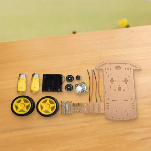 Arduino Compatible 2WD Smart Robot Car Chassis Kit With Speed Encoder For DIY Projects And Competitions components on table