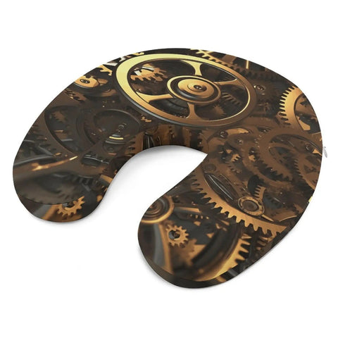 Cool Steampunk Gears Travel Pillow U Shaped Neck Support For Comfy Sleep On Long Haul Flights Napping Office Pillow