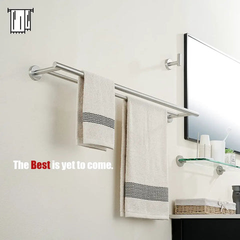 Stainless Steel Towel Bar 30 Inch With Brushed Finish Wall Mount Rack, 0.8mm Thick Tube And 2mm Posts, Rustproof Bathroom Organizer
