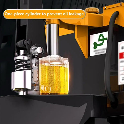 Close-up of one-piece cylinder on Heavy Duty Electric Pallet Jack Truck With 4400 Lb Capacity For Industrial Use Featuring Lithium Battery 48V 20Ah.