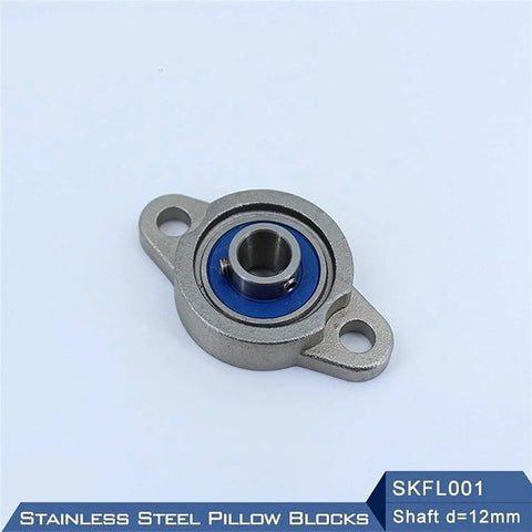 Top Notch Stainless Steel Pillow Block Bearings With 12mm Shaft For Industrial Mounting Where Smooth Rotation Is Key And Precision Rules Plus Install Super Easy So You Save Cash Getting Rock Solid Performance From Start To Finish. stainless steel pillow block bearing with 12mm shaft and blue seal, front view