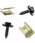 Beefy Heavy Duty Metal Car U Nut Clip Fastener Kit 200 Piece Set For Bumpers And Body Panels Retainer Clips For Fender Trim And Door Panels Splash Shield Manganese Steel Built To Last Durable Auto Fasteners with U-nut clips and screws