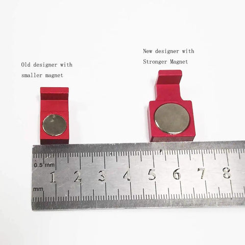 Comparison of old and new Upgraded Strong Magnetic Parallel Keepers For Vises And CNC Machinist Tools with ruler for size reference