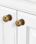 Antique Brass Kitchen Cabinet Knobs 10 Pack Vintage Drawer Knobs Aged Bronze Zinc Alloy Hardware on white cabinet