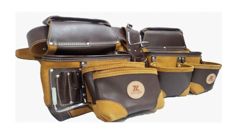 Heavy Duty Leather Framer Tool Bag Set In Coffee Brown Built For Pros With Reinforced Seams And Pro Grade Organization Left Or Right Handed Design For Builders And Carpenters product image