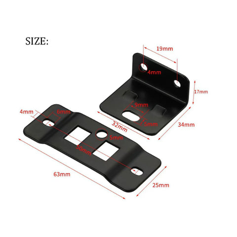 Heavy Duty Right Angle Furniture Brackets Set 10 Pack Metal Corner Brace Connectors with Screws, dimensions labeled