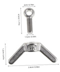 Six Piece Stainless Flange Bolt Fasteners Kit With Hole Hand Tightened Wing Screws dimensions