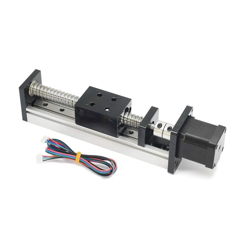 SFU1605 Square Linear Rail With Ballscrew Kit For CNC Router X Y Z Axis Actuator NEMA17 Compatible 0 To 55N Motor 100mm Stroke, with cable