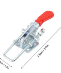 Heavy Duty Iron 2 Pack Quick Release Toggle Latch Clamps 7.5x3x3cm with red handle for secure pull locking heavy doors.