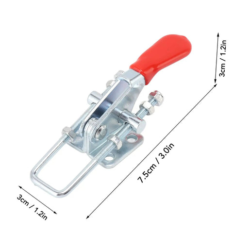 Heavy Duty Iron 2 Pack Quick Release Toggle Latch Clamps 7.5x3x3cm with red handle for secure pull locking heavy doors.