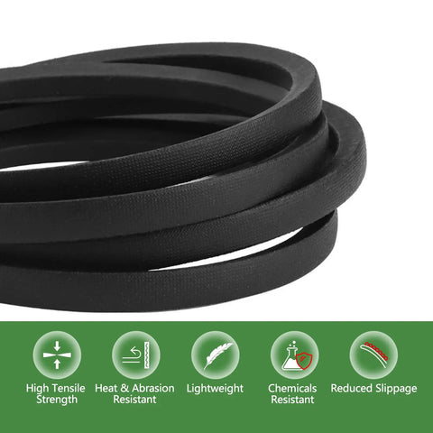 Replacement Mower Deck Belt For John Deere X300 X304 X310 42 Inch Deck Replaces OEM M154621 With Tension Handle Plug And Play Fit For Z245 48 Inch Jazee Series Mowers And Other Compatible Units, black belt close-up