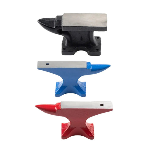 Round Iron Jewelry Anvil Set for Metalworking Tools With Smooth Hammering Surface, three colorful anvils for jewelry making