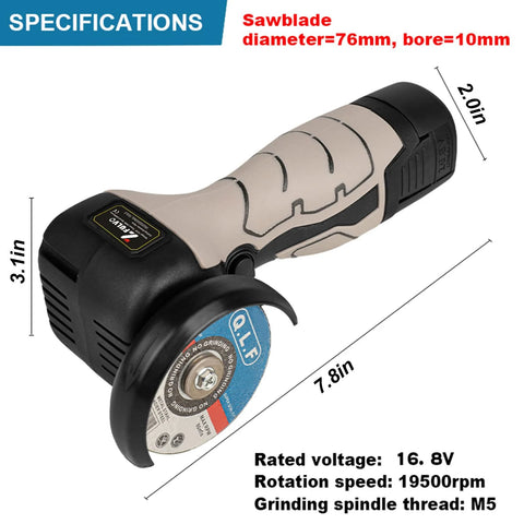 ZFULVO cordless brush angle grinder kit with 2x 16.8V batteries and 5 cutting discs