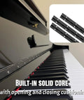 Rugged Black Stainless Steel Piano Hinges Six Inch Continuous Door Strips on piano with opening and closing cushioning.