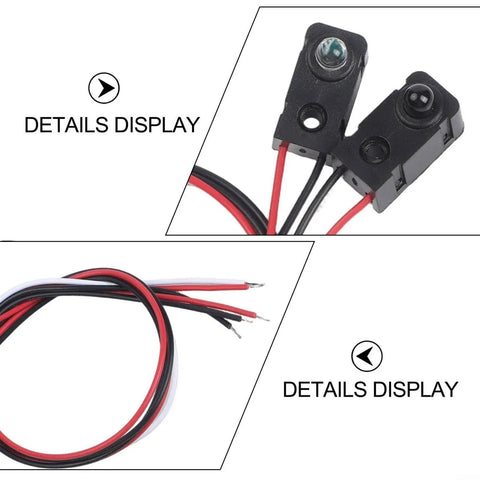 Through Beam Photoelectric Switch Sensor Infrared Beam Break Detector With 2 To 30 Cm Range DC 5V NPN Output And 2 Milliseconds Response For Industrial Automation And Robotics Twin Pack showing compact design and wires.