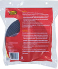 Package of 9 Foot Black Rubber Garage Door Bottom Seal with instructions visible, used for weatherproofing and draft blocking.