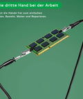 2 Pack Magnetic Soldering Helping Hands Third Hand Tools holding circuit board with flexible gooseneck arms on green background